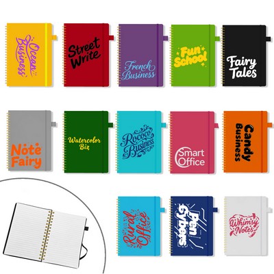 Soft 5" x 7" Spiral Journal Notebook W/Pen Loop-Screen Printing